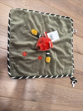 Bukowski Bears Plush Fox Comforter Security Blanket - Olive Green & Red